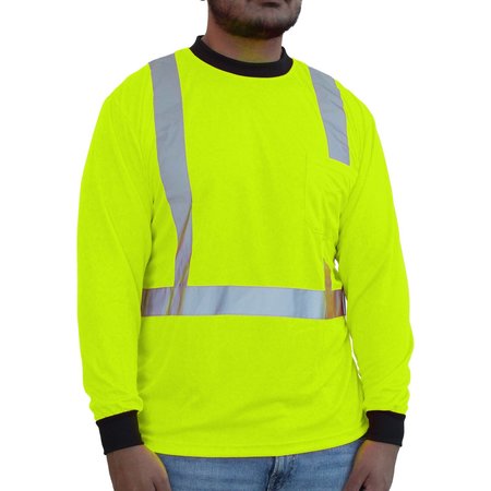 GLOWSHIELD Class 2 Hi-Viz Green, Long Sleeve T-shirt, Size: XL HW202FG (XL)